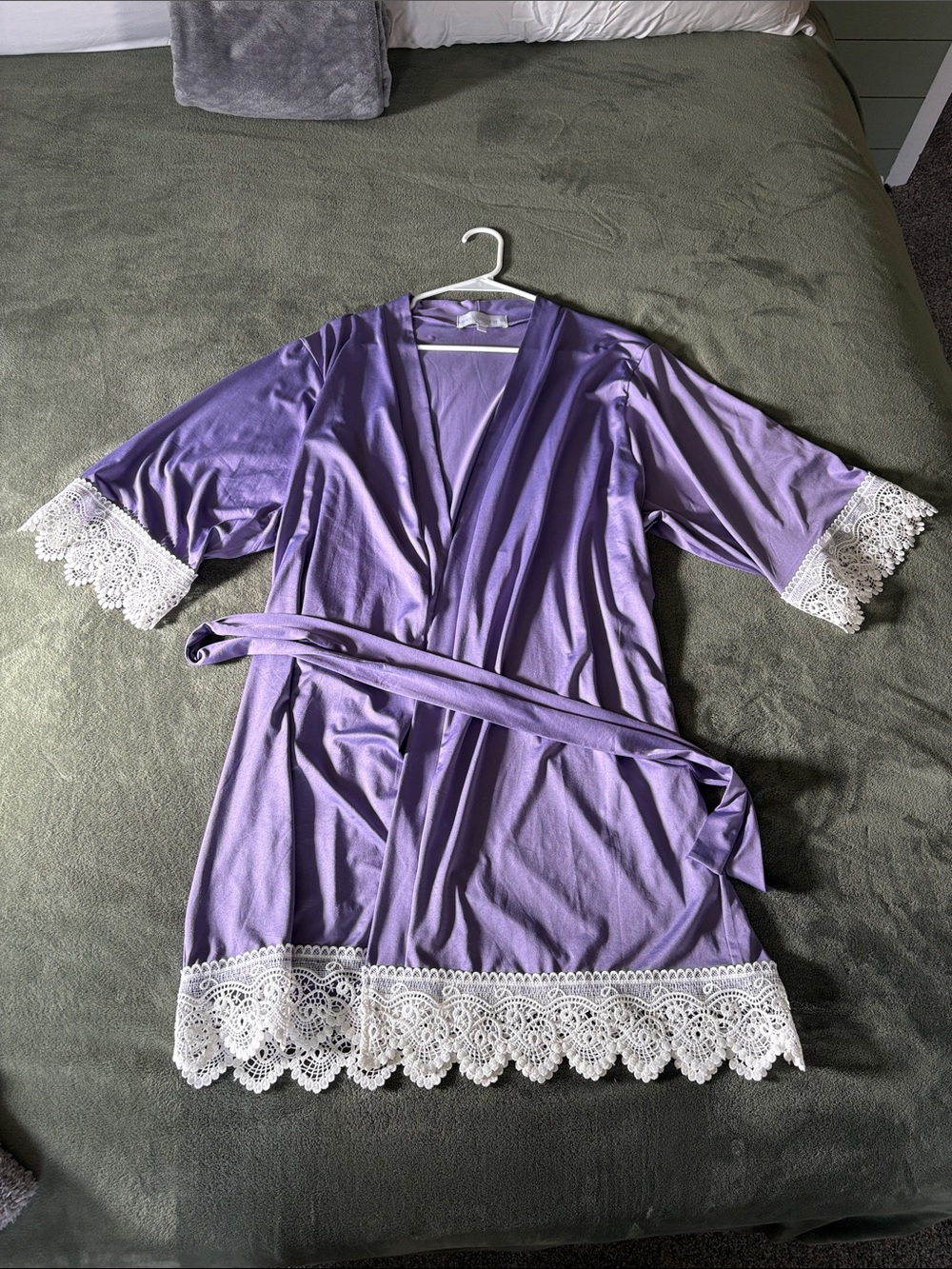 Purple Lace-Trim Satin Robe - Women's Intimates & Sleepwear